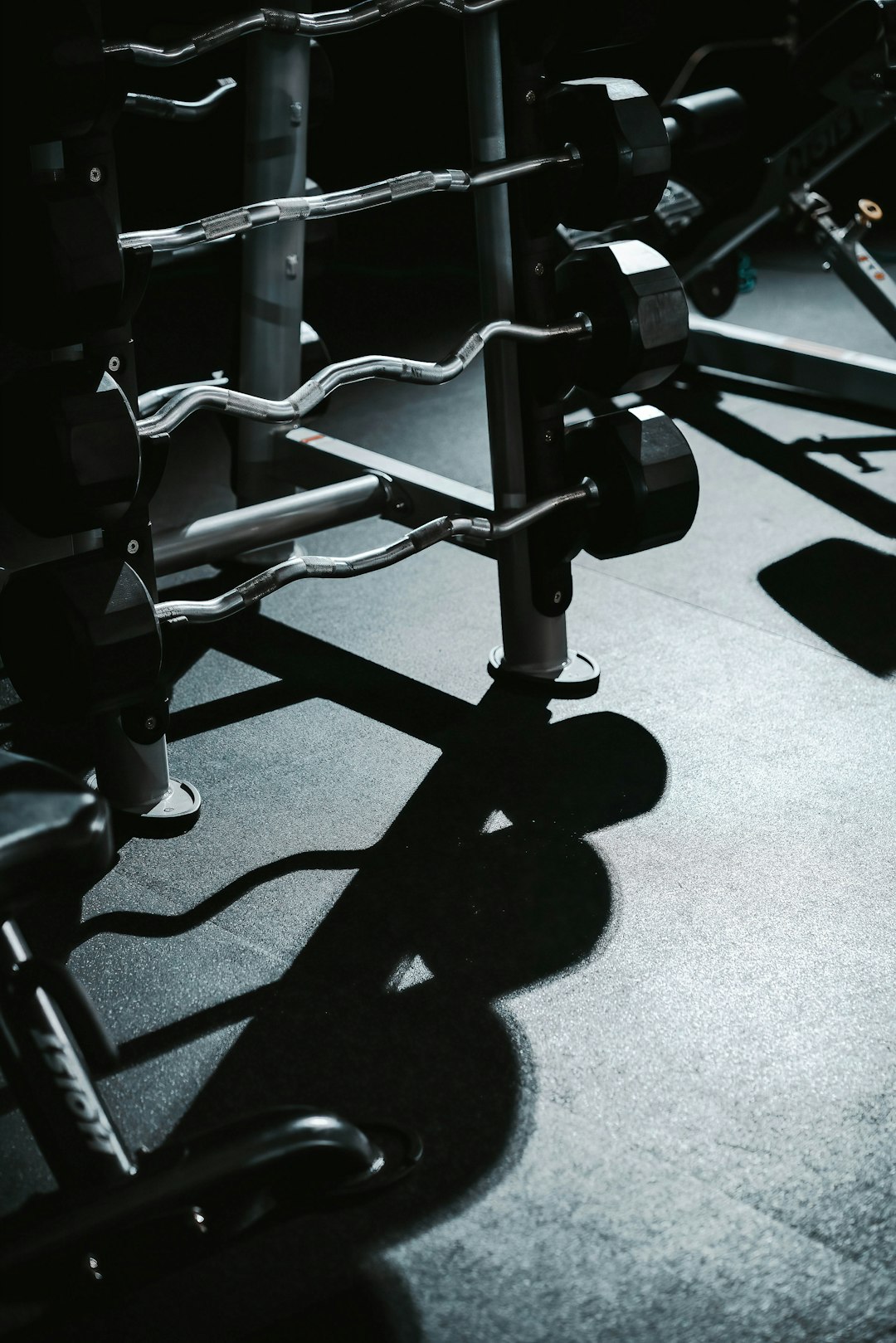 Assorted dumbbells and kettlebells arranged on gym racks for accessory training