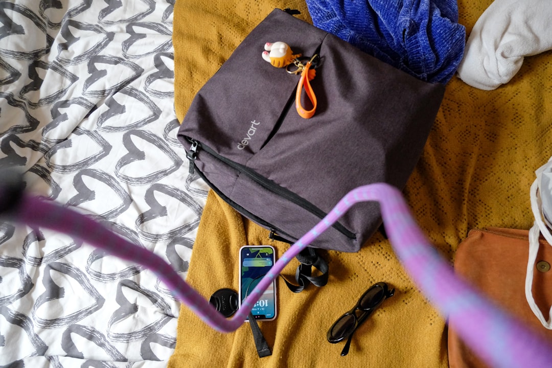 Gym bag with fitness essentials packed and organized for travel